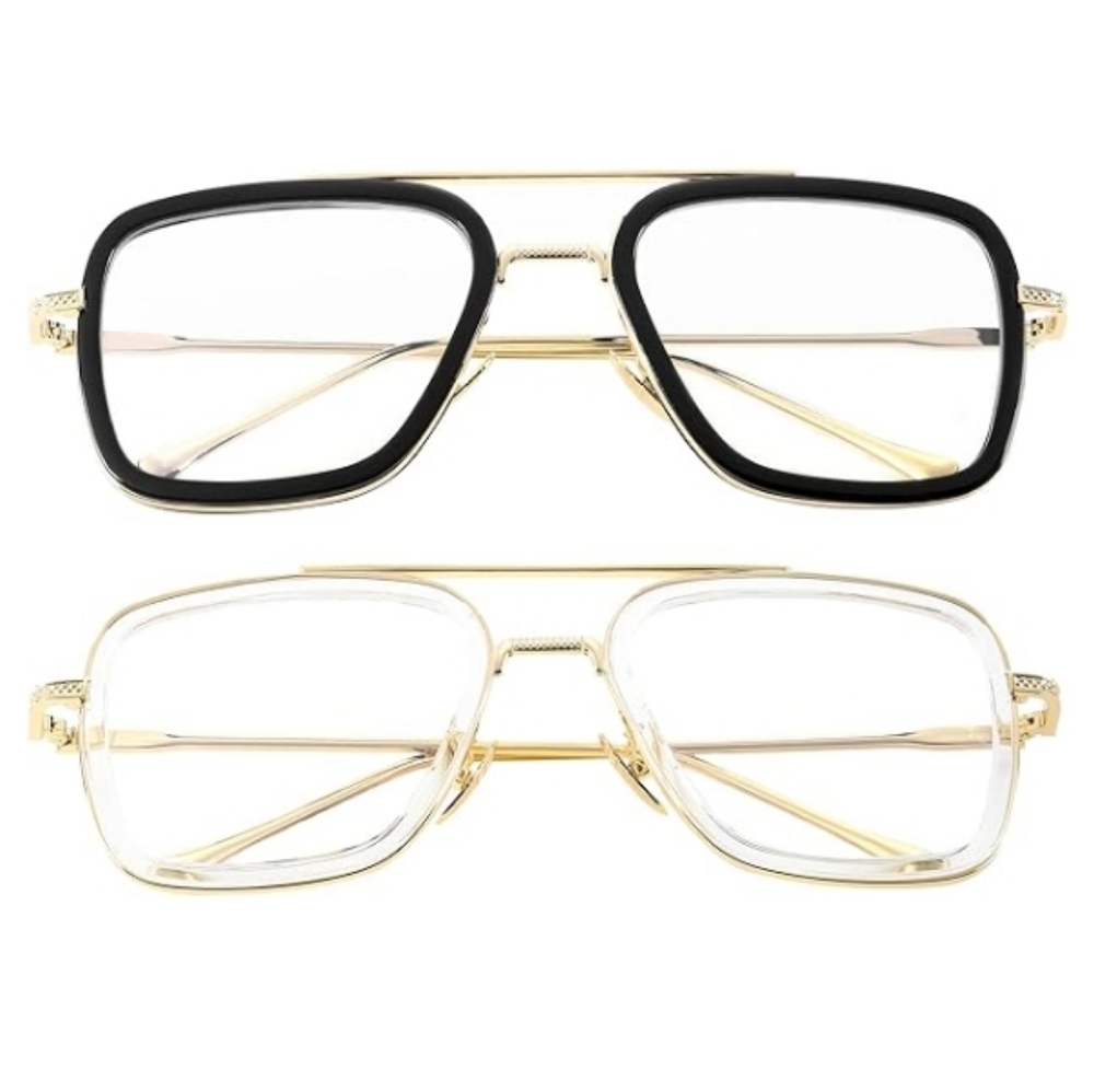 SET OF 2 Blue Light Blocking Metal Frame Non-Prescription Eyeglasses - Picture 4 of 4